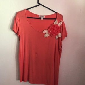 Dressbarn Flower Top- Coral